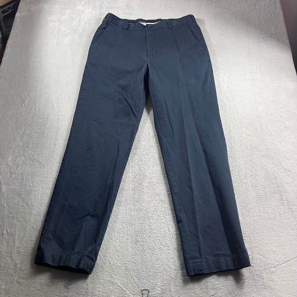 Brooks Brothers Clark Navy Blue Cotton Chino Pants Mens 34x32 Flat Front